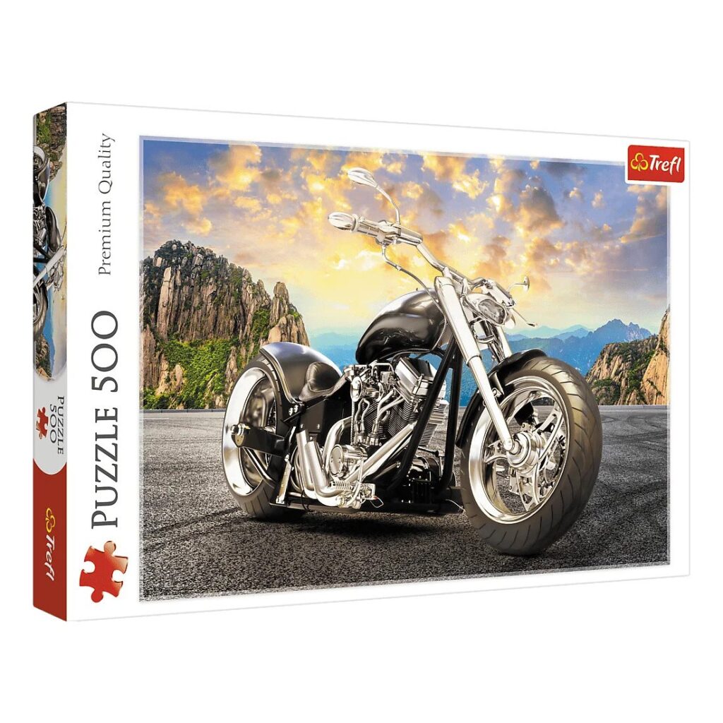 Puzzle Czarny motocykl Chopper 500 elementów 37384 Trefl Gadżety i