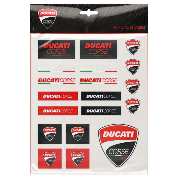 NAKLEJKA DUCATI CORSE 19 SZTUK NAKLEJEK LICENCYJNYCH NA MOTOCYKL SAMOCHÓD